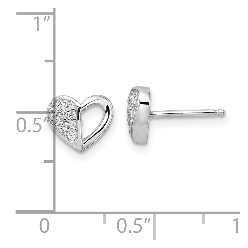 Sterlingsilber Rhodiniert Zirkonia Herz Ohrstecker