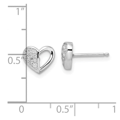 Sterlingsilber Rhodiniert Zirkonia Herz Ohrstecker