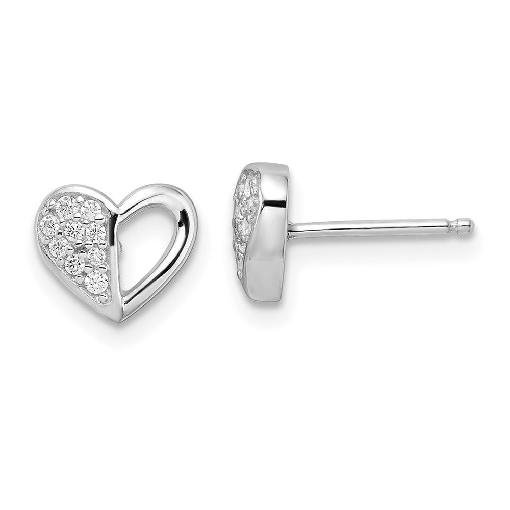 Sterlingsilber Rhodiniert Zirkonia Herz Ohrstecker