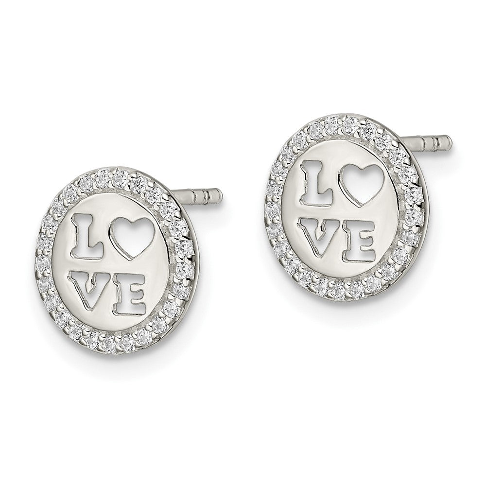Sterlingsilber Poliert Zirkonia Liebe Ohrstecker