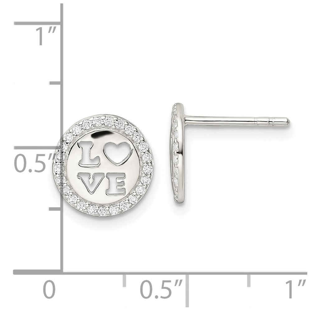 Sterlingsilber Poliert Zirkonia Liebe Ohrstecker