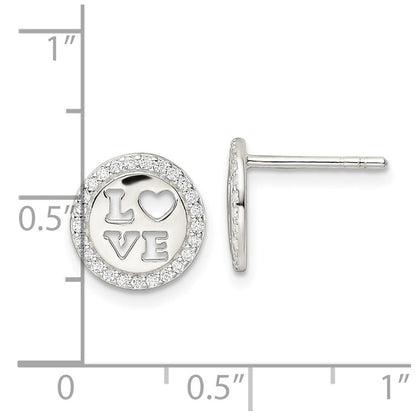 Sterlingsilber Poliert Zirkonia Liebe Ohrstecker