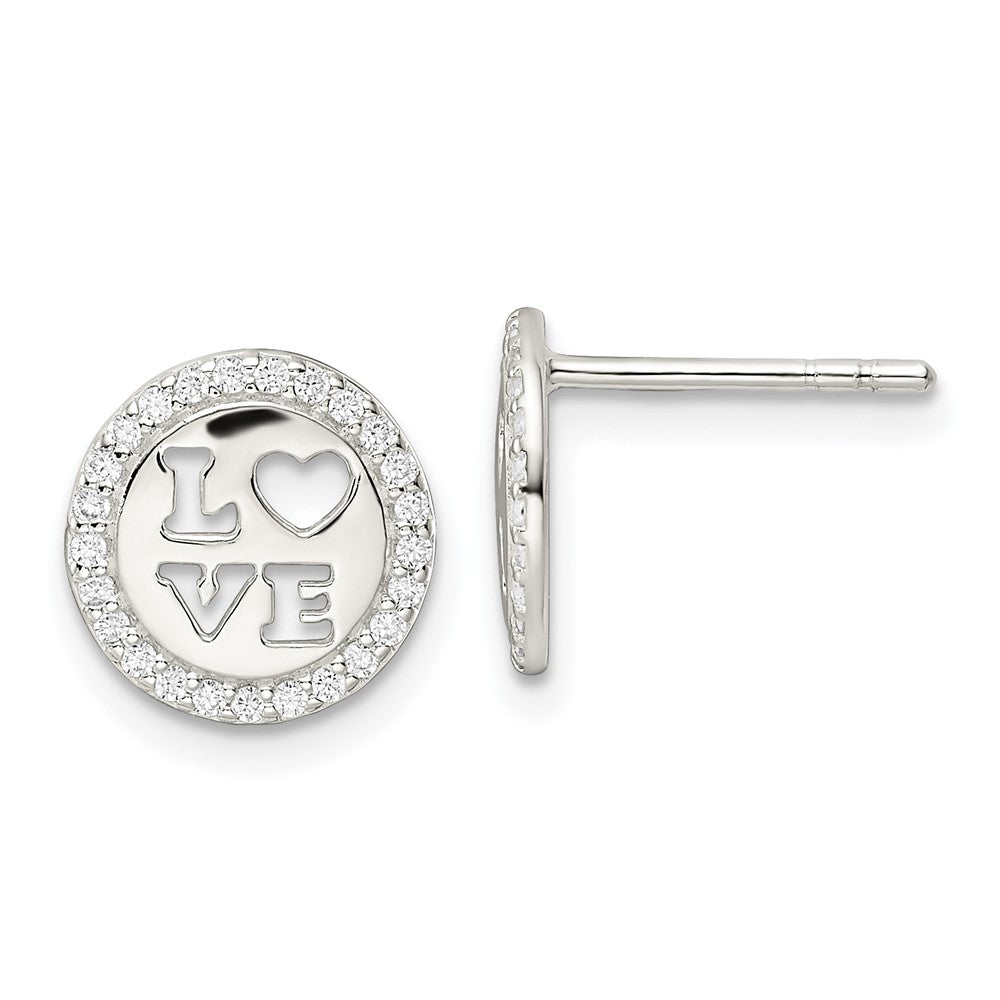 Sterlingsilber Poliert Zirkonia Liebe Ohrstecker