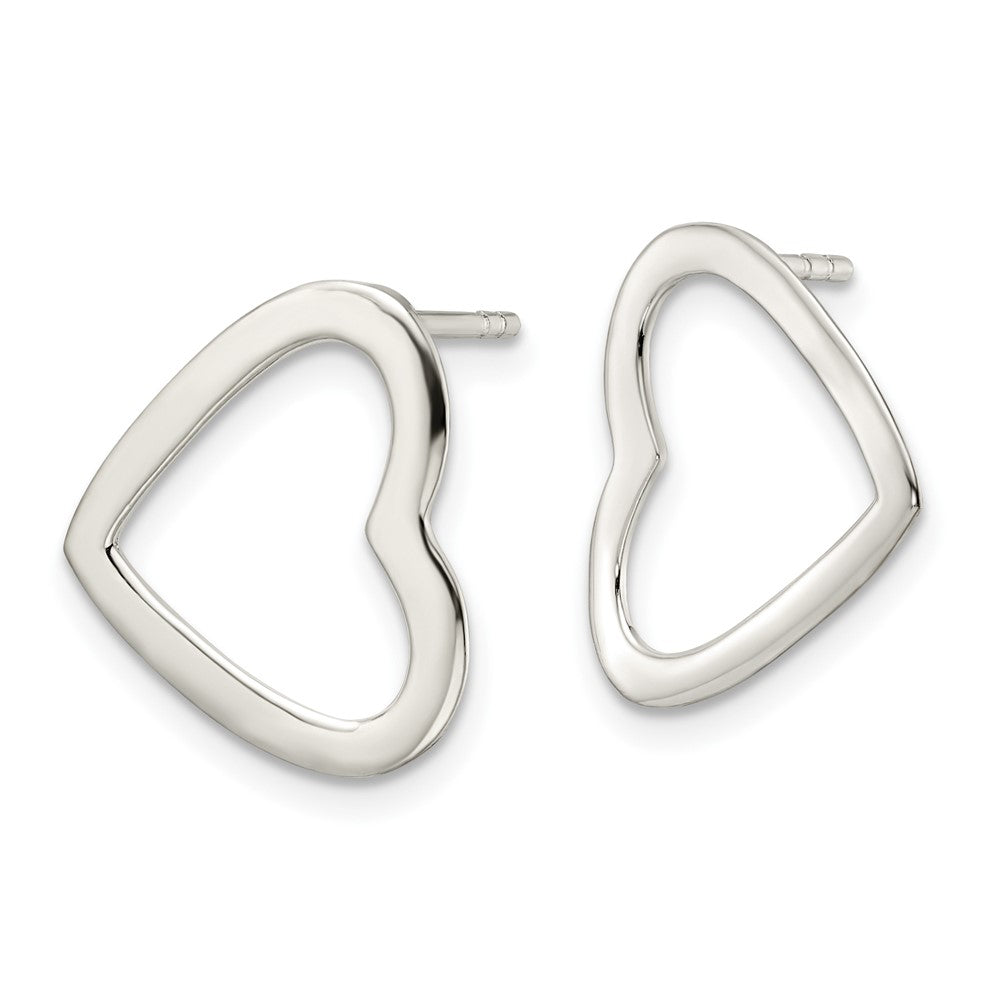 Sterlingsilber Poliert Ausgeschnitten Herz Ohrstecker