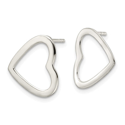 Sterlingsilber Poliert Ausgeschnitten Herz Ohrstecker