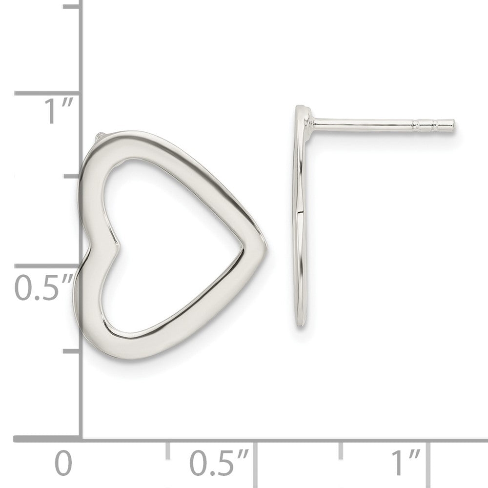 Sterlingsilber Poliert Ausgeschnitten Herz Ohrstecker
