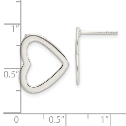 Sterlingsilber Poliert Ausgeschnitten Herz Ohrstecker