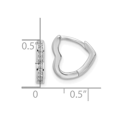 Sterlingsilber Poliert Rhodiniert Zirkonia Herz Geformt Creolen