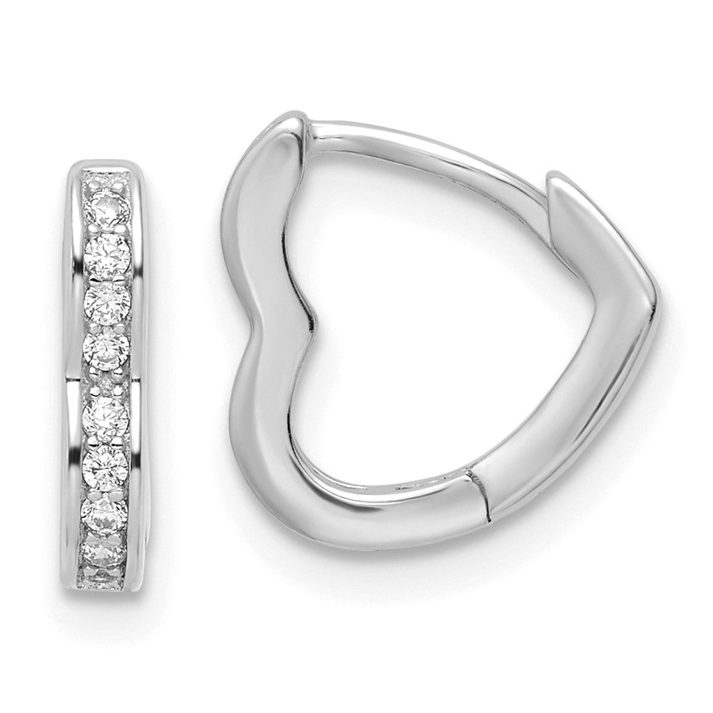 Sterlingsilber Poliert Rhodiniert Zirkonia Herz Geformt Creolen