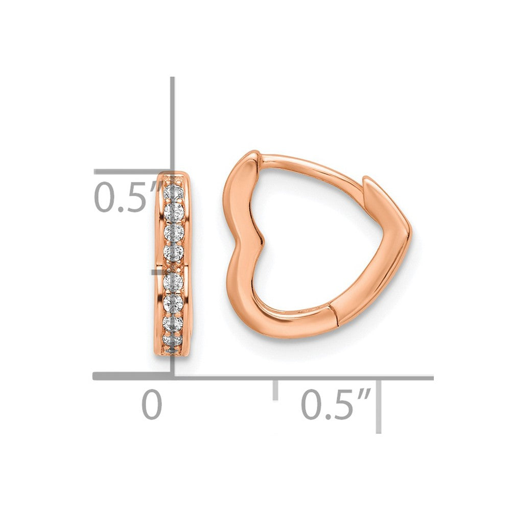 Sterlingsilber Poliert Roséfarben Zirkonia Klappbar Herz Geformt Creolen