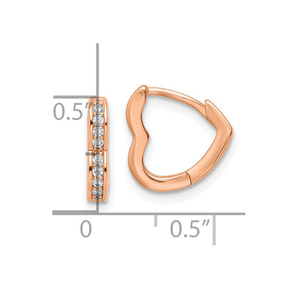 Sterlingsilber Poliert Roséfarben Zirkonia Klappbar Herz Geformt Creolen