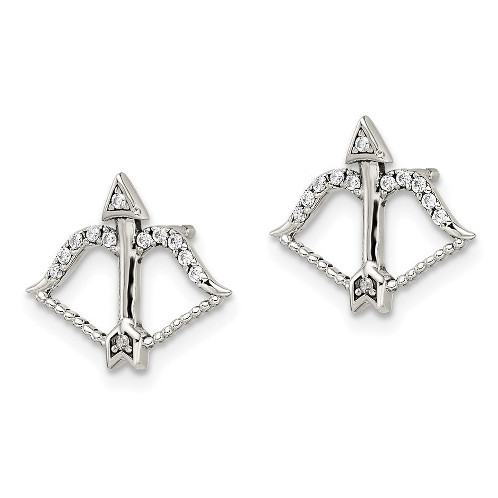 Sterlingsilber Zirkonia Schleife & Pfeil Ohrstecker