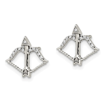 Sterlingsilber Zirkonia Schleife & Pfeil Ohrstecker