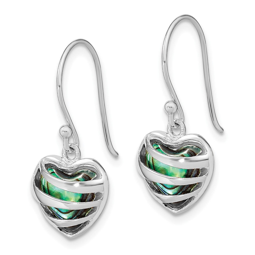 Sterlingsilber Rhodiniert Abalone Herz Shephard Haken Ohrringe