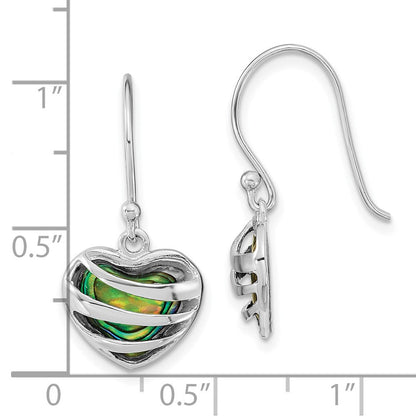 Sterlingsilber Rhodiniert Abalone Herz Shephard Haken Ohrringe