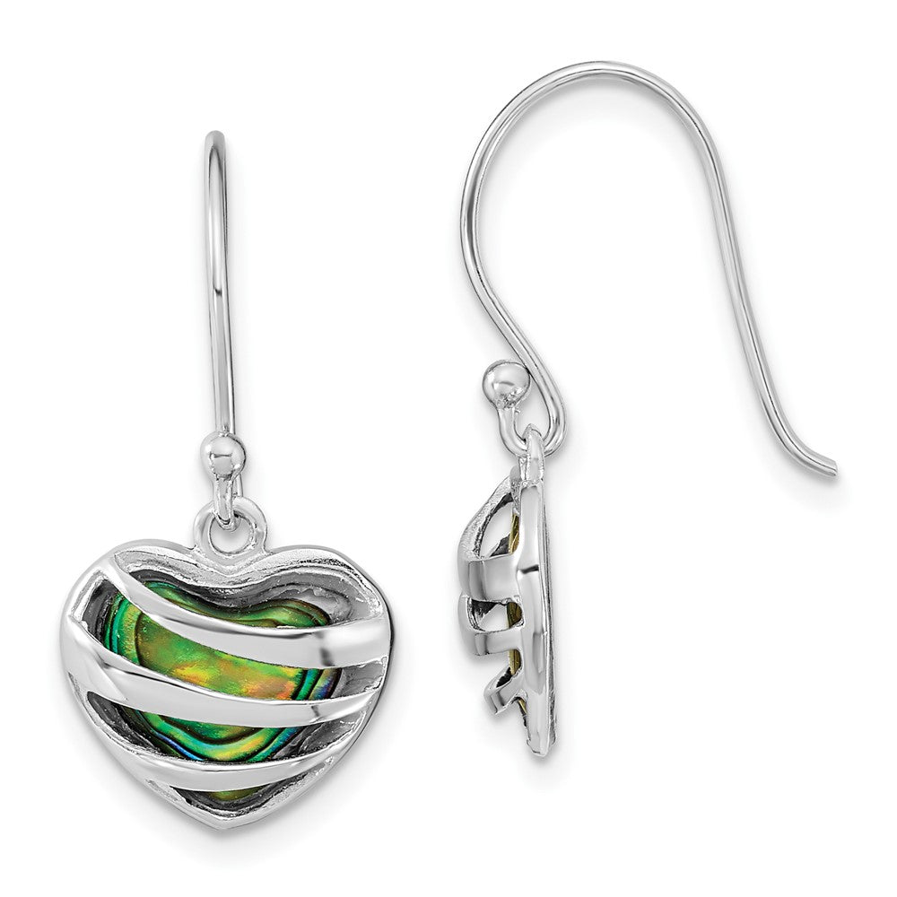 Sterlingsilber Rhodiniert Abalone Herz Shephard Haken Ohrringe