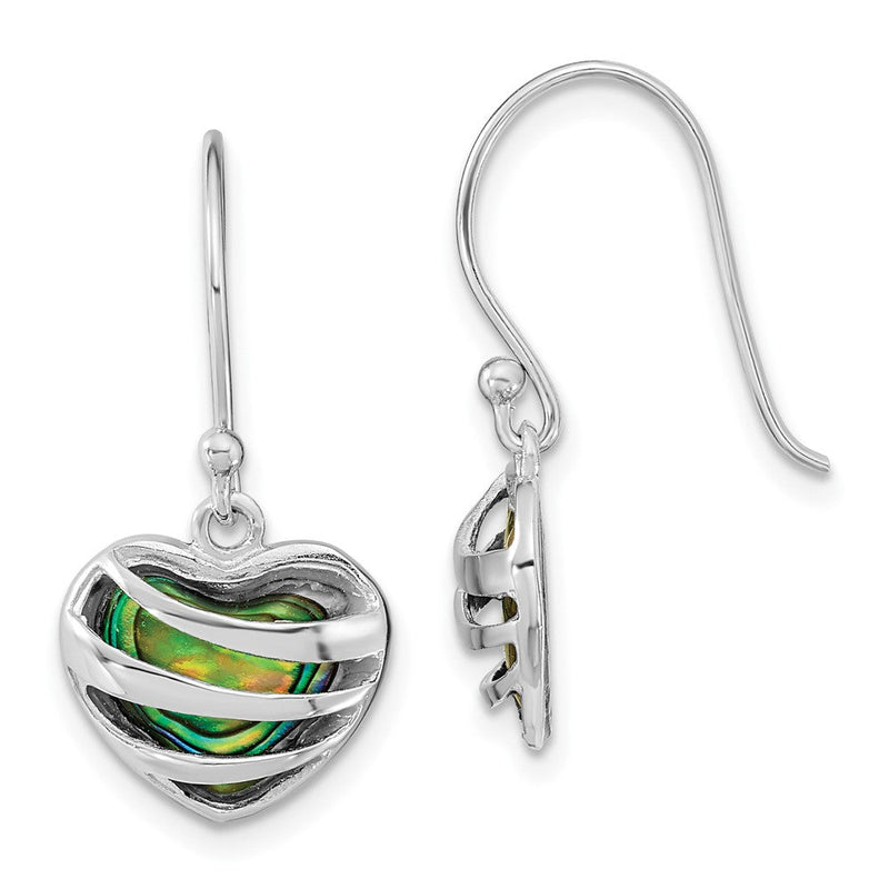 Sterlingsilber Rhodiniert Abalone Herz Shephard Haken Ohrringe