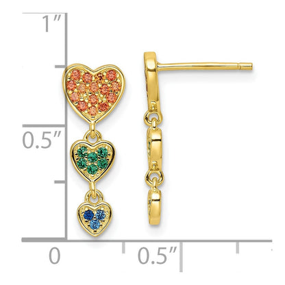 Sterlingsilber Goldfarben Mehrfarbig Zirkonia Herzen Stecker Ohrhänger
