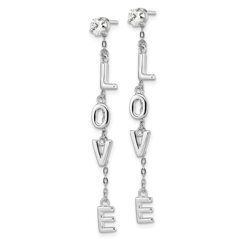 Sterlingsilber Rhodiniert Poliert Liebe Zirkonia Hängend Ohrstecker