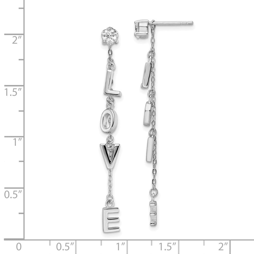 Sterlingsilber Rhodiniert Poliert Liebe Zirkonia Hängend Ohrstecker