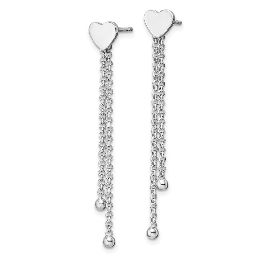 Sterlingsilber Rhodiniert Poliert Herz Kette Hängend Ohrstecker