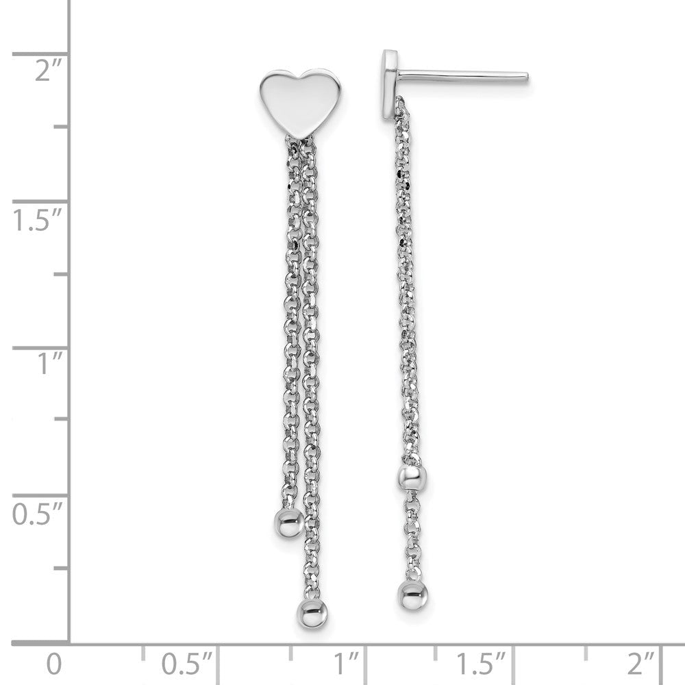 Sterlingsilber Rhodiniert Poliert Herz Kette Hängend Ohrstecker