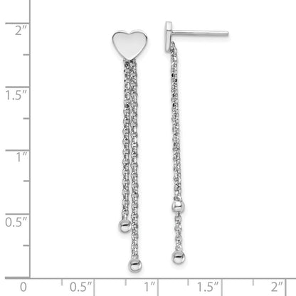 Sterlingsilber Rhodiniert Poliert Herz Kette Hängend Ohrstecker