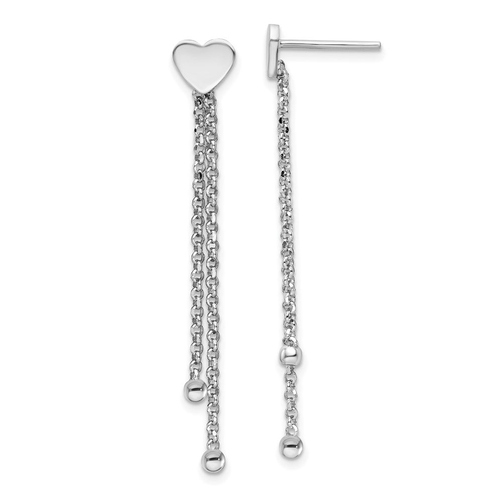 Sterlingsilber Rhodiniert Poliert Herz Kette Hängend Ohrstecker