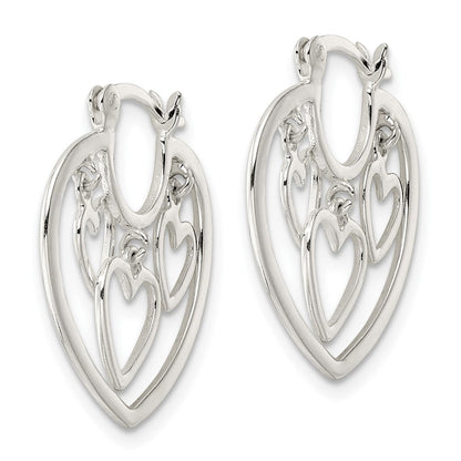 Sterlingsilber 3-hearts Creolen