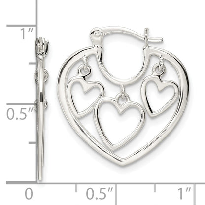 Sterlingsilber 3-hearts Creolen