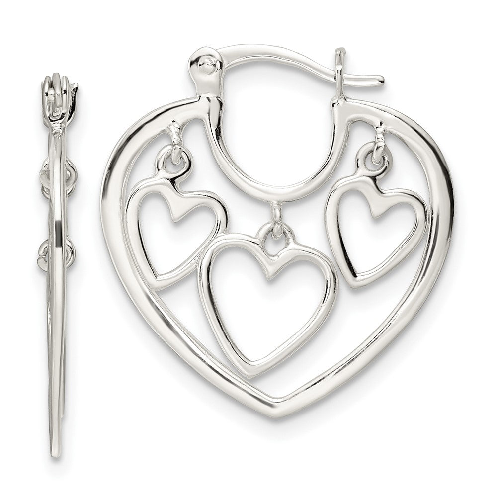 Sterlingsilber 3-hearts Creolen
