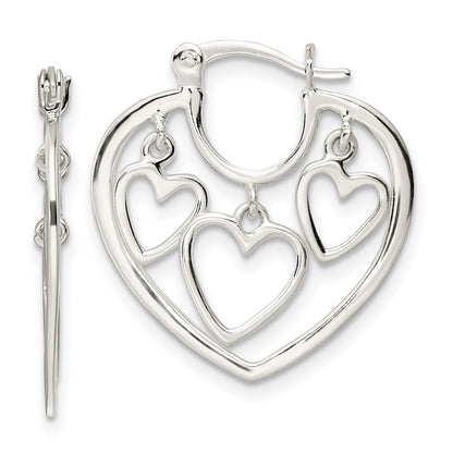 Sterlingsilber 3-hearts Creolen