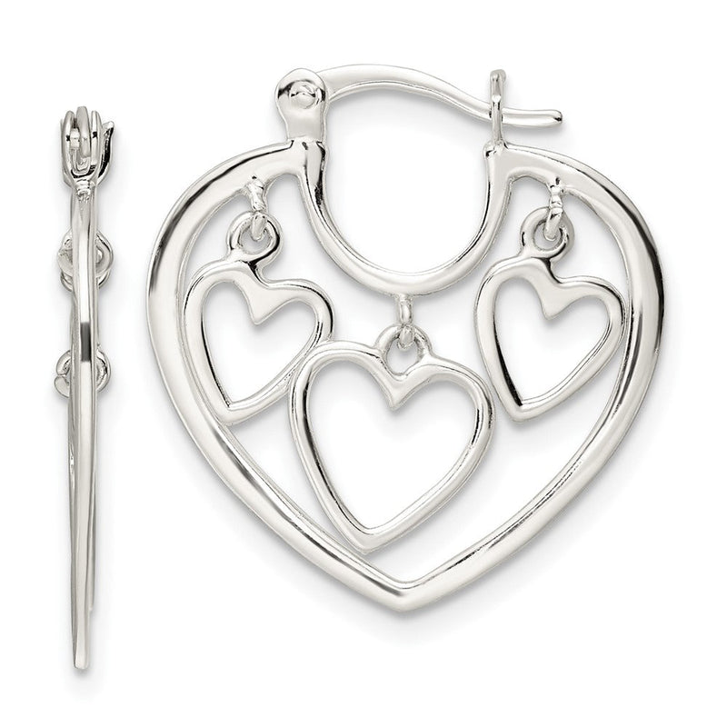 Sterlingsilber 3-hearts Creolen