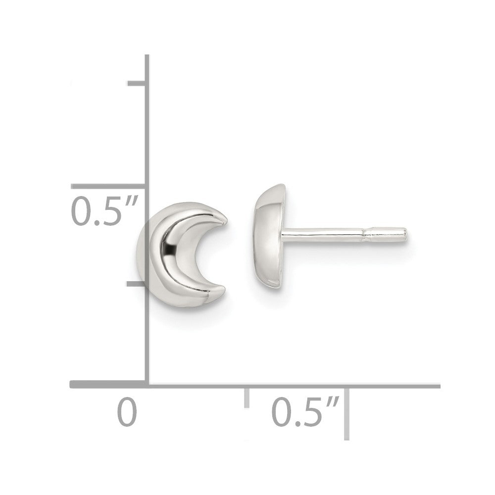 Sterlingsilber Poliert Crescent Mond Ohrstecker