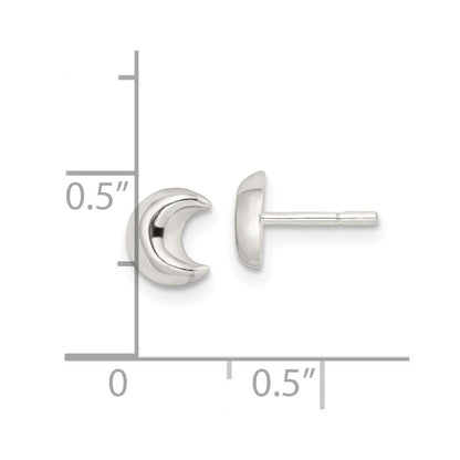 Sterlingsilber Poliert Crescent Mond Ohrstecker