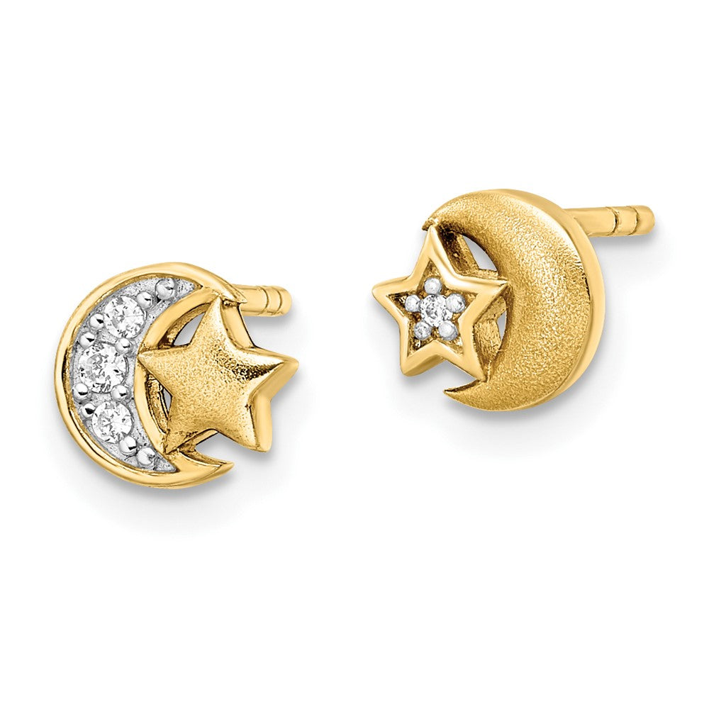 Sterlingsilber Goldfarben Zirkonia Stern und Mond Ohrstecker