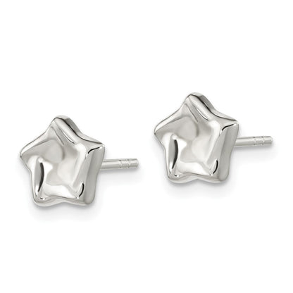 Sterlingsilber Poliert Gewellt Gewölbt Stern Ohrstecker