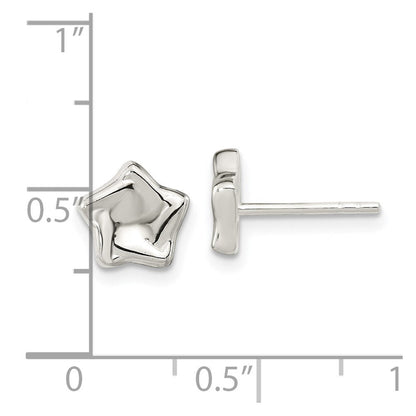 Sterlingsilber Poliert Gewellt Gewölbt Stern Ohrstecker