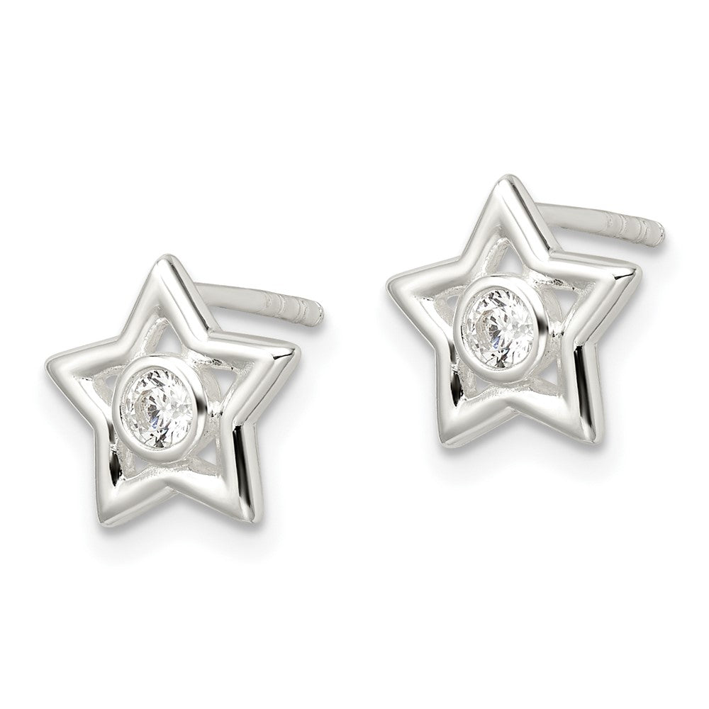Sterlingsilber Poliert Zirkonia Stern Ohrstecker