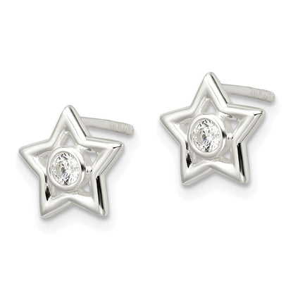 Sterlingsilber Poliert Zirkonia Stern Ohrstecker