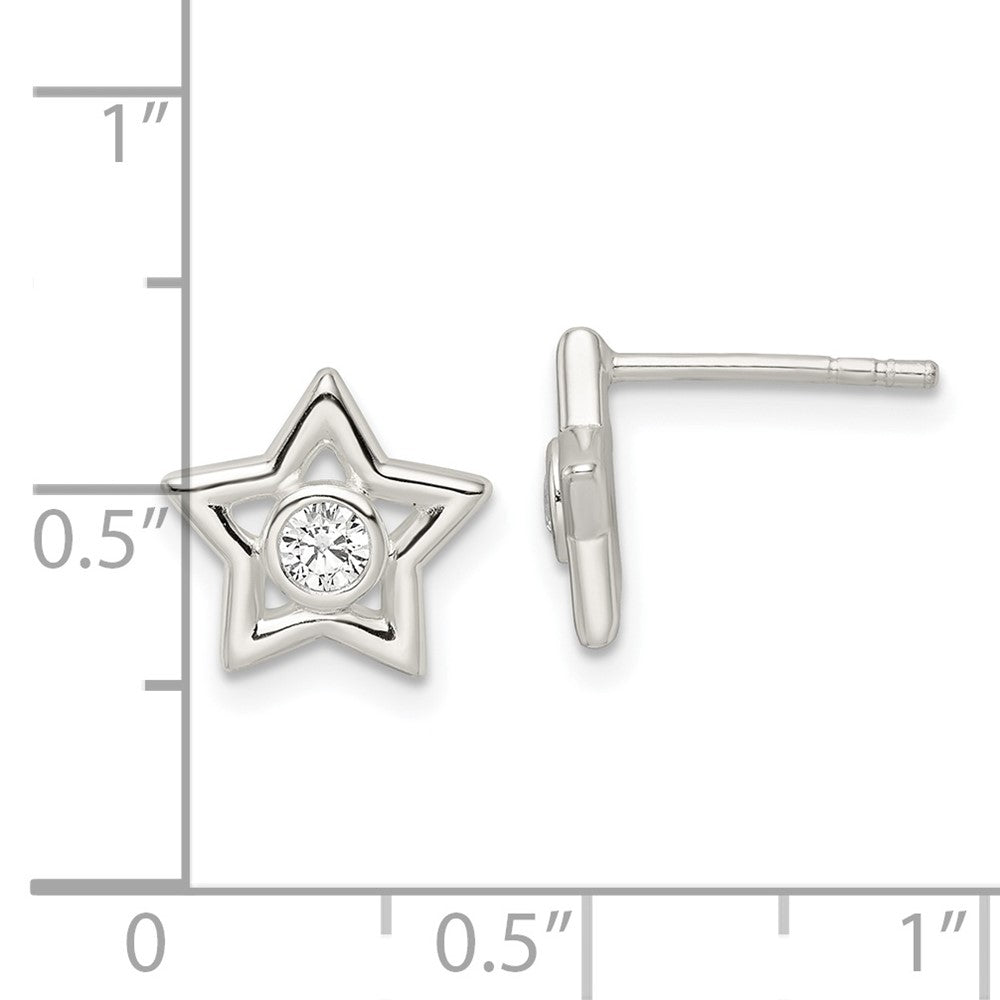 Sterlingsilber Poliert Zirkonia Stern Ohrstecker