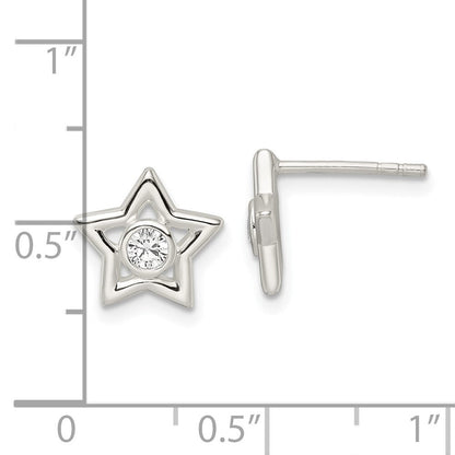 Sterlingsilber Poliert Zirkonia Stern Ohrstecker