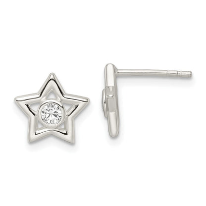 Sterlingsilber Poliert Zirkonia Stern Ohrstecker
