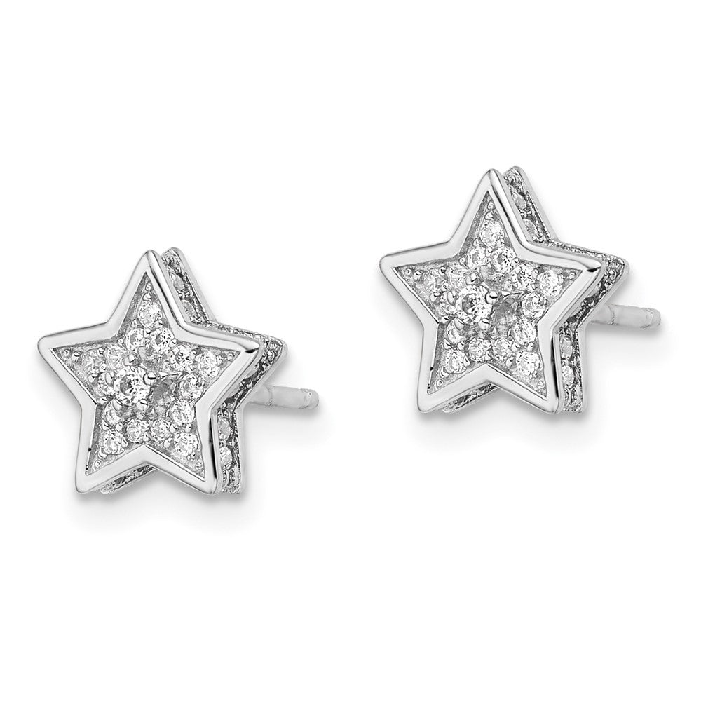 Sterlingsilber Poliert Rhodiniert Zirkonia Stern Ohrstecker