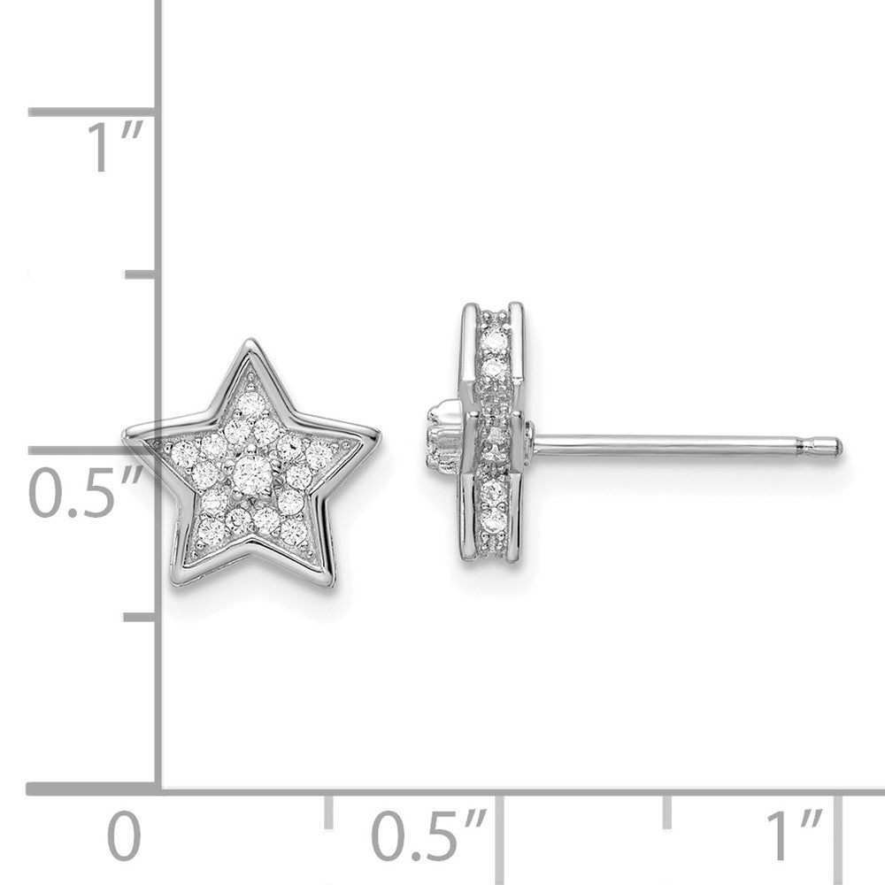 Sterlingsilber Poliert Rhodiniert Zirkonia Stern Ohrstecker