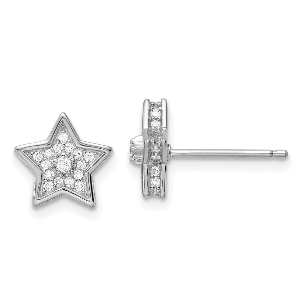 Sterlingsilber Poliert Rhodiniert Zirkonia Stern Ohrstecker