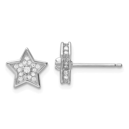 Sterlingsilber Poliert Rhodiniert Zirkonia Stern Ohrstecker