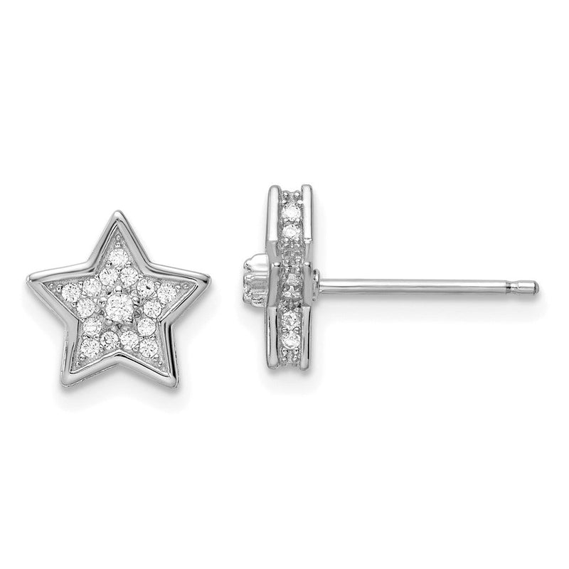 Sterlingsilber Poliert Rhodiniert Zirkonia Stern Ohrstecker