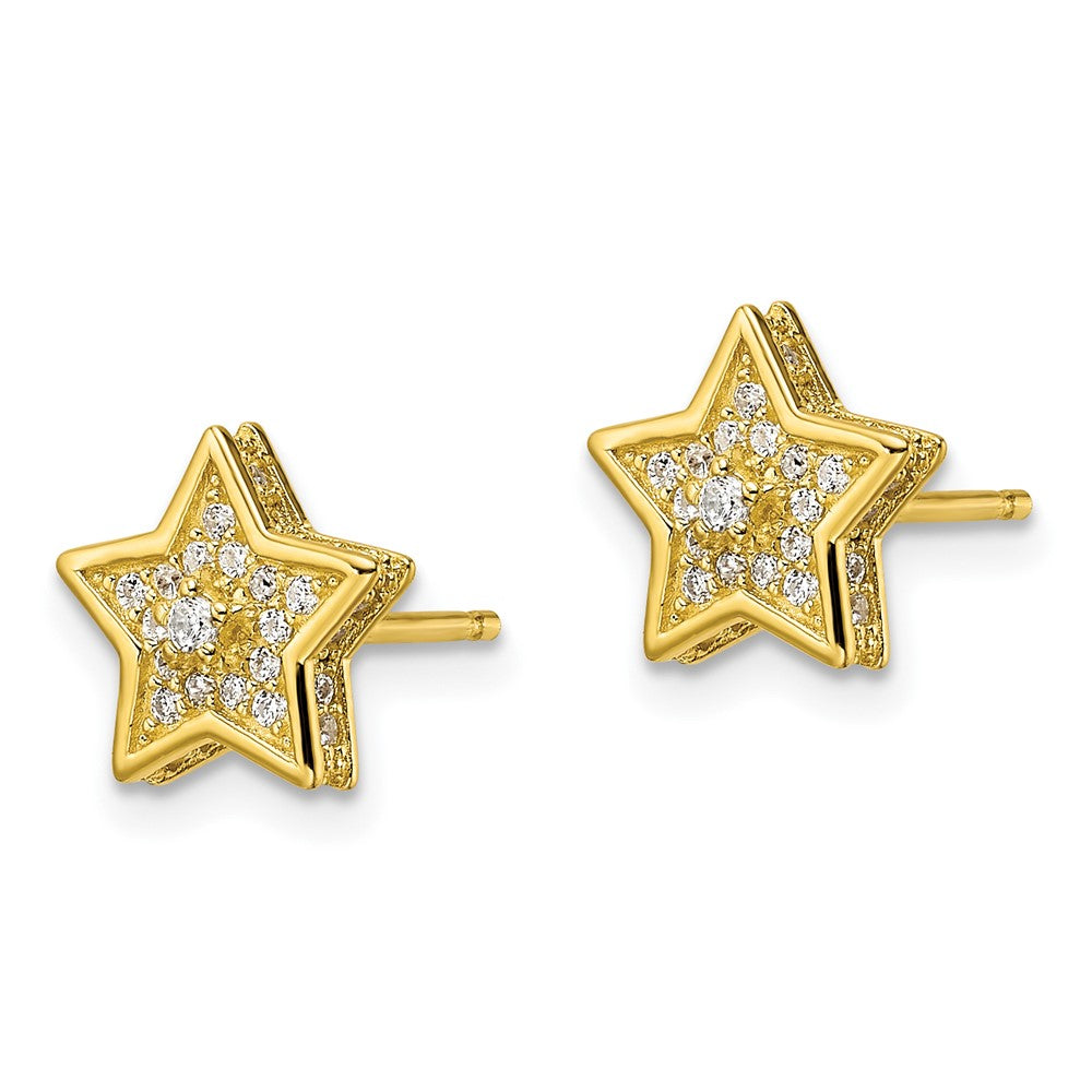 Sterlingsilber Poliert Goldfarben Zirkonia Stern Ohrstecker
