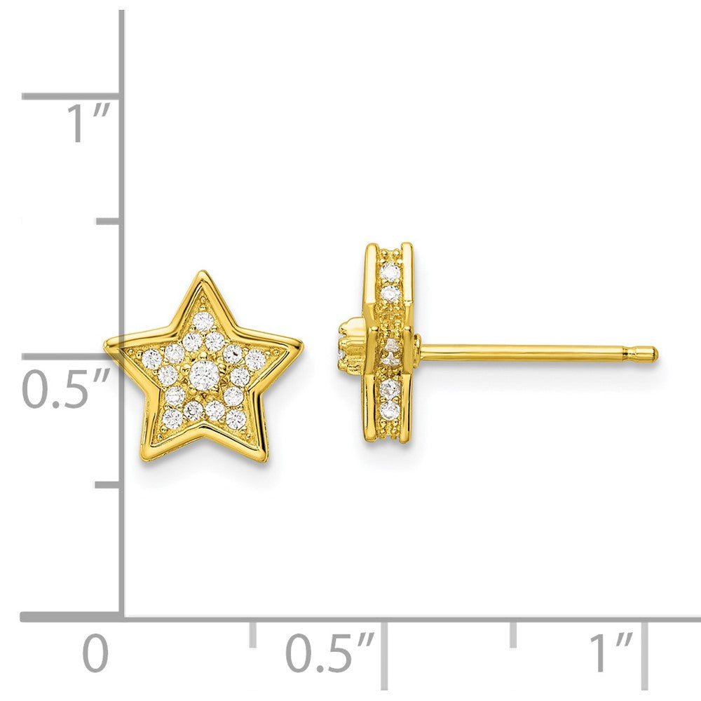Sterlingsilber Poliert Goldfarben Zirkonia Stern Ohrstecker